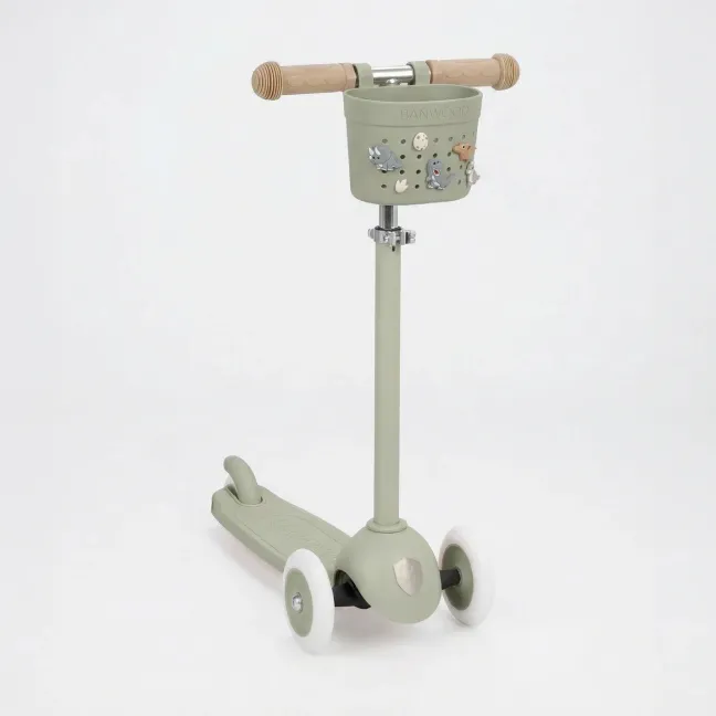 BANWOOD Pin & Ride Kinder-Lenkerkorb Olive (für Laufrad, Roller & Fahrrad)