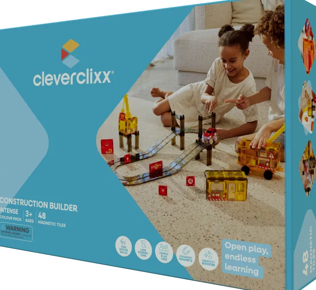 Cleverclixx® Magentbausteine Construction Builder Bausatz Intense 48 Teile