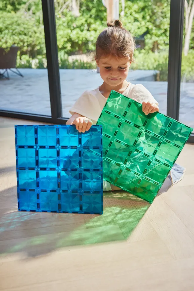 Cleverclixx® Magentbausteine Große Grundplatten blau/grün 2 Teile