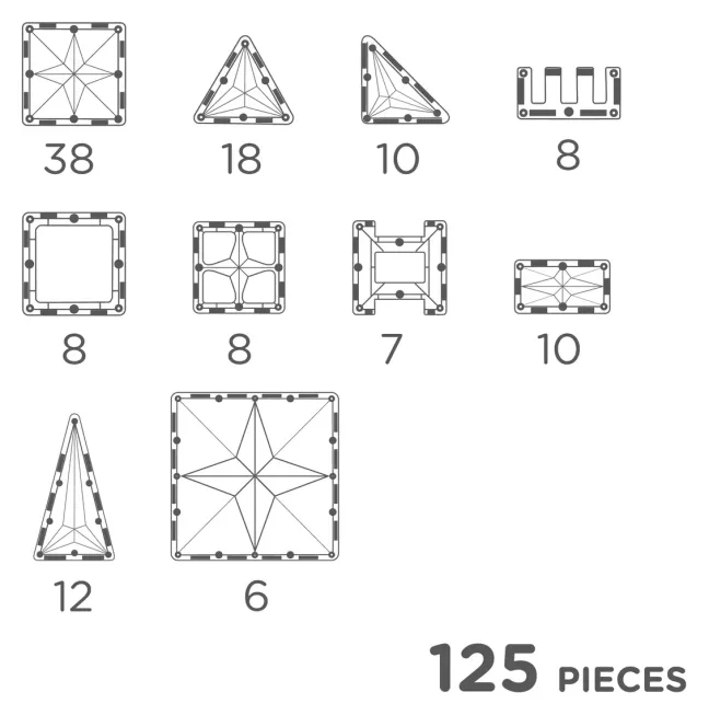 Cleverclixx® Magentbausteine Großer Kreativ-Bausatz Pastell 125 Teile