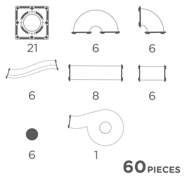 Cleverclixx® Magentbausteine Kugelbahn Kompakt-Bausatz Intense 60 Teile