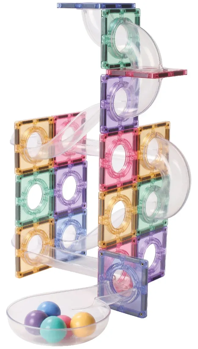 Cleverclixx® Magentbausteine Kugelbahn Kreativ-Bausatz Pastell 70 Teile
