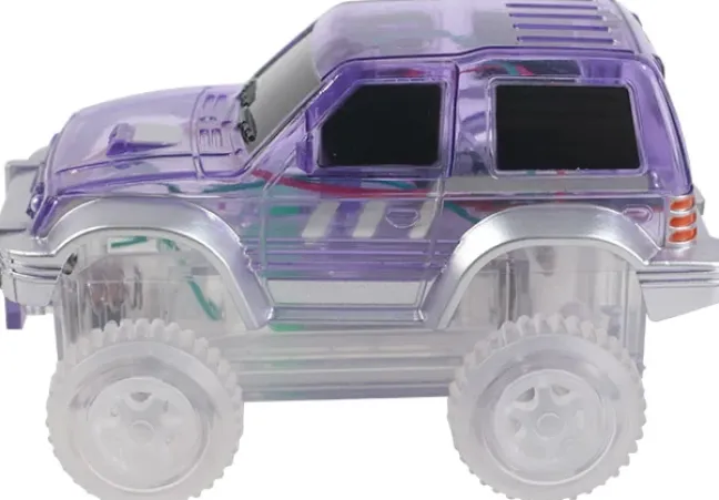 Cleverclixx® Magentbausteine Race Track Car Rennbahnauto lila