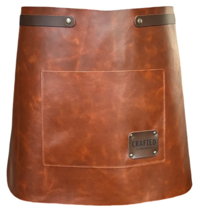 Crafted Lederschürze Vintage Apron kurz hellbraun