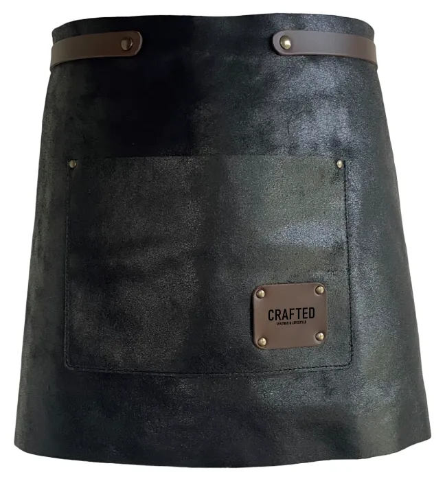Crafted Lederschürze Vintage Apron kurz schwarz