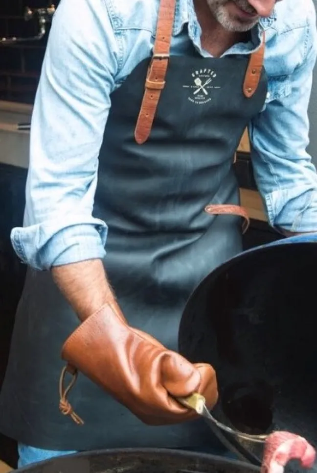 Crafted Lederschürze Vintage Apron schwarz 100105 Sale