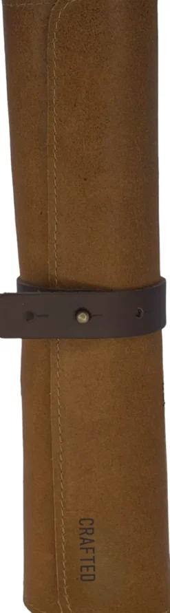 Crafted Messerrolle aus Leder für 4 Steakmesser beige