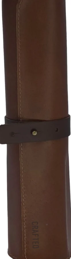 Crafted Messerrolle aus Leder für 4 Steakmesser hellbraun