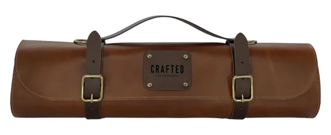 Crafted Messerrolle aus Leder mit 7 Taschen hellbraun