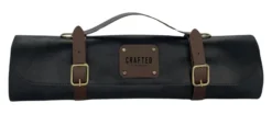Crafted Messerrolle aus Leder mit 7 Taschen schwarz