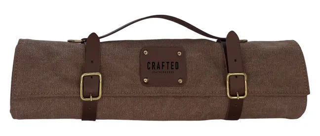 Crafted Messerrolle aus Washed Canvas mit 7 Taschen braun