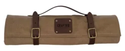 Crafted Messerrolle aus Washed Canvas mit 7 Taschen grün