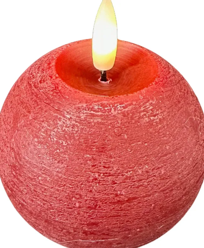 DecoTrend Kugelkerze Echtwachs rot klein