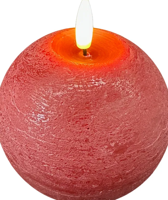 DecoTrend Kugelkerze Echtwachs rot mittel