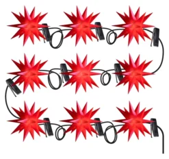 DecoTrend Sterntaler Midi-Sternenkette Ø16cm 9 Sterne Trafo In- und Outdoor rot