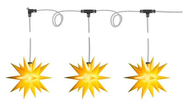 DecoTrend Sterntaler Mini-Sternenkette Ø12cm 3 Sterne Batterie Outdoor gelb Sale