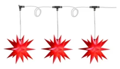 DecoTrend Sterntaler Mini-Sternenkette Ø12cm 3 Sterne Batterie Outdoor rot