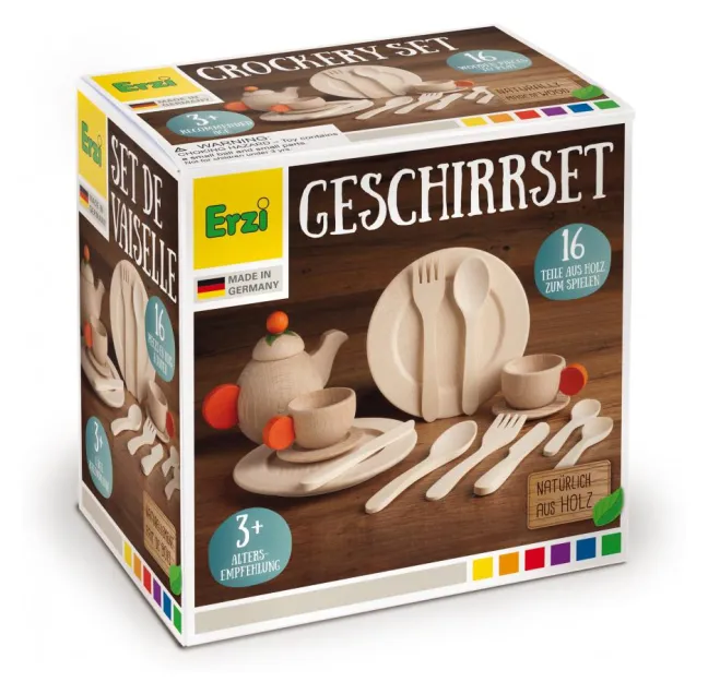 Erzi Kaufladenzubehör Geschirrset natur 10678