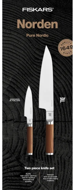 FISKARS Norden Messer Set (Kochmesser groß und Gemüsemesser)