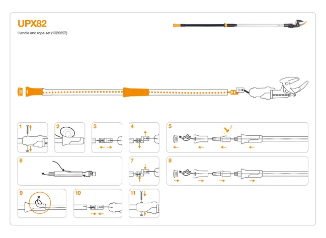 FISKARS Original Ersatz-Griff und Seil für Bypass Teleskop-Schneidgiraffe