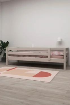 FLEXA Classic Bett 90x200cm mit 3/4 Absturzsicherung grau lasiert