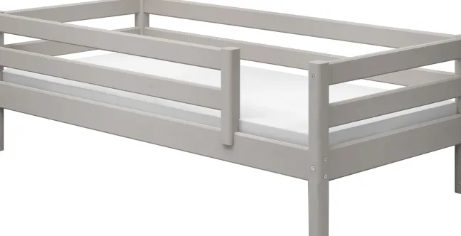 FLEXA Classic Bett 90x200cm mit 3/4 Absturzsicherung grau lasiert
