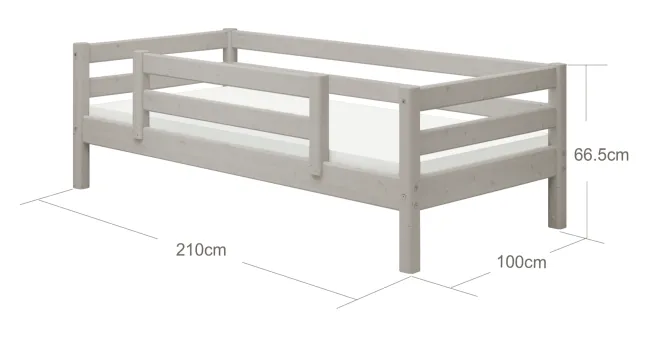 FLEXA Classic Bett 90x200cm mit 1/2 Absturzsicherung grau lasiert