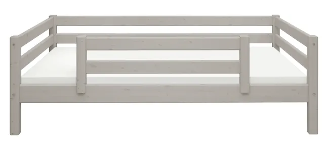 FLEXA Classic Bett 90x200cm mit 1/2 Absturzsicherung grau lasiert