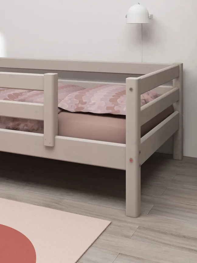 FLEXA Classic Bett 90x200cm mit 1/2 Absturzsicherung grau lasiert