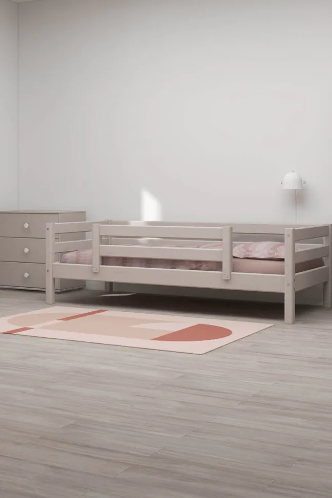 FLEXA Classic Bett 90x200cm mit 1/2 Absturzsicherung grau lasiert