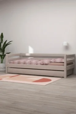FLEXA Classic Bett 90x200cm mit Ausziehbett grau lasiert