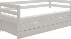 FLEXA Classic Bett 90x200cm mit Ausziehbett und 2 Schubladen grau lasiert