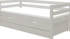 FLEXA Classic Bett 90x200cm mit Ausziehbett und 2 Schubladen grau lasiert