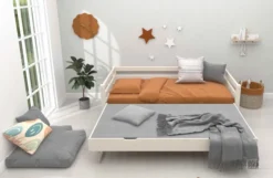 FLEXA Classic Bett 90x200cm mit Ausziehbett weiß lasiert