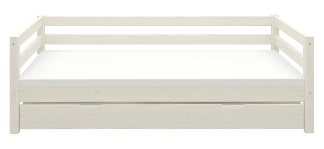 FLEXA Classic Bett 90x200cm mit Ausziehbett weiß lasiert
