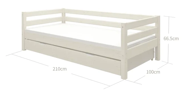 FLEXA Classic Bett 90x200cm mit Ausziehbett weiß lasiert