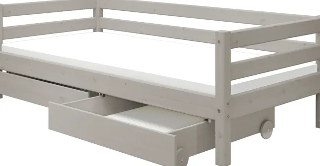 FLEXA Classic Bett 90x200cm mit 2 Schubladen grau lasiert