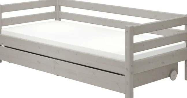 FLEXA Classic Bett 90x200cm mit 2 Schubladen grau lasiert