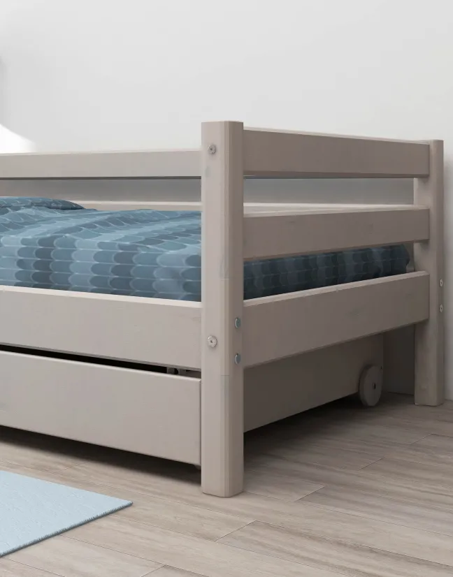 FLEXA Classic Bett 90x200cm mit 2 Schubladen grau lasiert