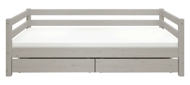 FLEXA Classic Bett 90x200cm mit 2 Schubladen grau lasiert