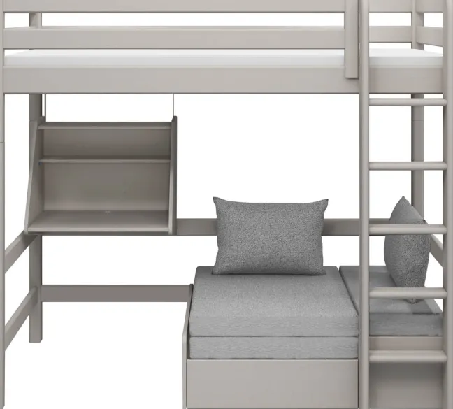 FLEXA Classic Casa Hochbett mit senkrechter Leiter grau lasiert