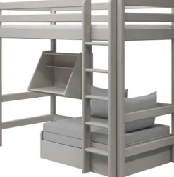 FLEXA Classic Casa Hochbett mit senkrechter Leiter grau lasiert