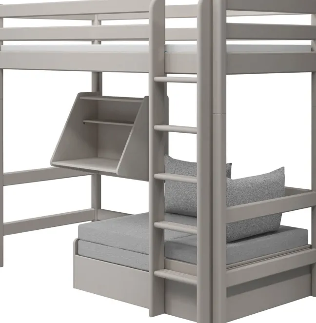 FLEXA Classic Casa Hochbett mit senkrechter Leiter grau lasiert