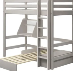 FLEXA Classic Casa Hochbett mit senkrechter Leiter grau lasiert