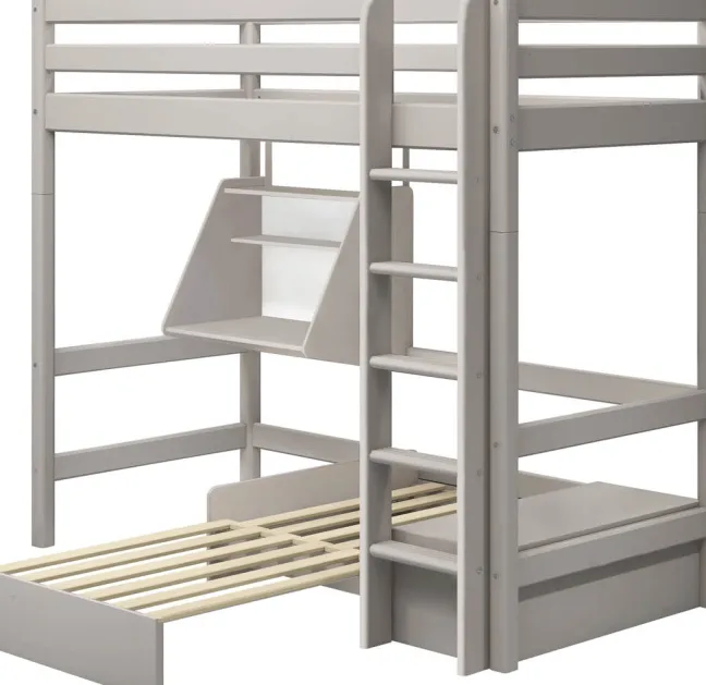 FLEXA Classic Casa Hochbett mit senkrechter Leiter grau lasiert