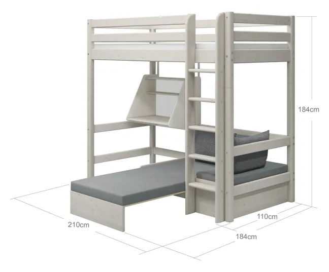 FLEXA Classic Casa Hochbett mit senkrechter Leiter weiß lasiert