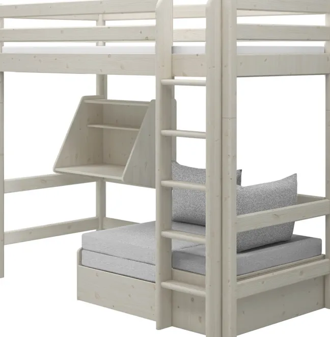 FLEXA Classic Casa Hochbett mit senkrechter Leiter weiß lasiert