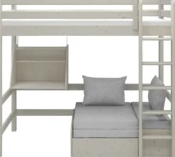 FLEXA Classic Casa Hochbett mit senkrechter Leiter weiß lasiert