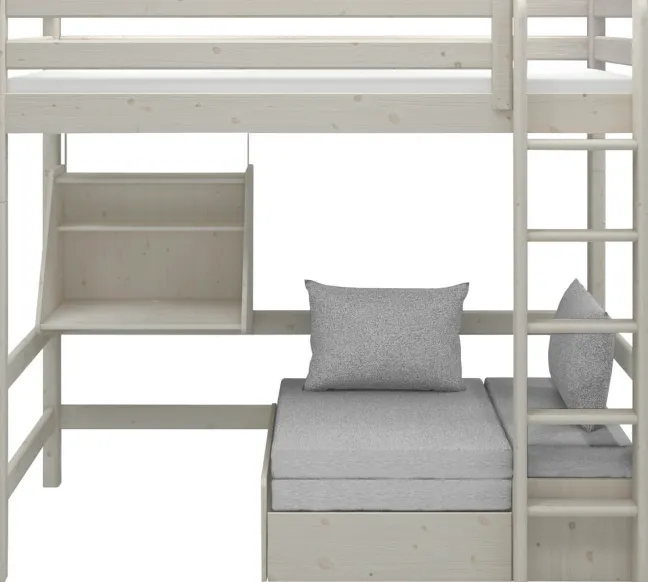 FLEXA Classic Casa Hochbett mit senkrechter Leiter weiß lasiert