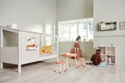 FLEXA Classic Einzelbett mit halbem Baumhaus Aufsatz weiß lasiert/weiß